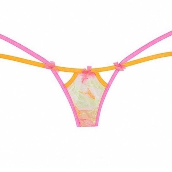 NWT For Love & Lemons Tulip Neon Embroidery Thong Panty - XXS - Picture 7 of 7